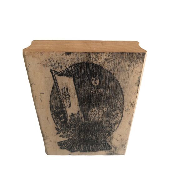 Francisco Rubber Stamp Gothic Lady with Candles Oval 1992 Vintage Wood Mounted - Picture 1 of 13